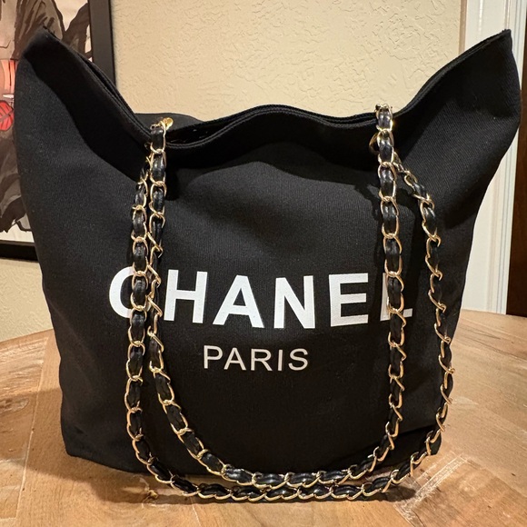 CHANEL Handbags - CHANEL Canvas Black Tote